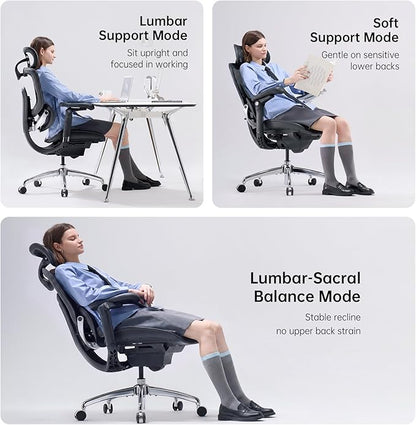 SIHOO Doro C300 Pro V2 Ergonomic Office Chair Without Footrest, Full-Body Adaptive Support, 8D Armrests & Breathable Mesh, Comfy High Back Computer Desk Chair for Long Hours, 135° Recline (Black)
