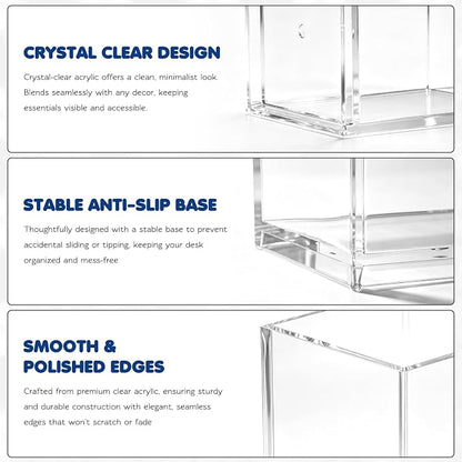 Acrylic Pen Holder 12 Pack, Clear Pencil Cup Desktop Organizer, Makeup Brush Holder, Acrylic Pencil Organizer for Desk Office School Supplies Storage