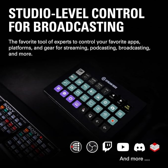 Elgato Stream Deck XL Advanced Studio Controller, 32 Keys | Instantly trigger unlimited actions, Powerful integrations, Visual feedback, Custom icon packs, Works with Mac and PC