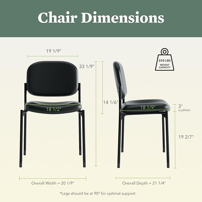 HON Scatter Fabric Guest Office Chair, Armless Stackable Seating for Waiting Rooms, Lobbies, Conference Areas, and Offices, Side Chair for Reception and Training Spaces, Black