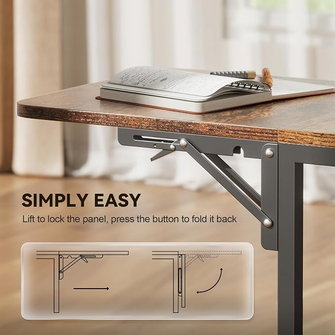 HLDIRECT 55 Inch Computer Desk for Home Office, Gaming Computer Desk with Printer Shelf, Storage Drawers, Power Outlets, Monitor Stand & LED Strip, Foldable L Shaped Gaming Table (Rustic Brown)