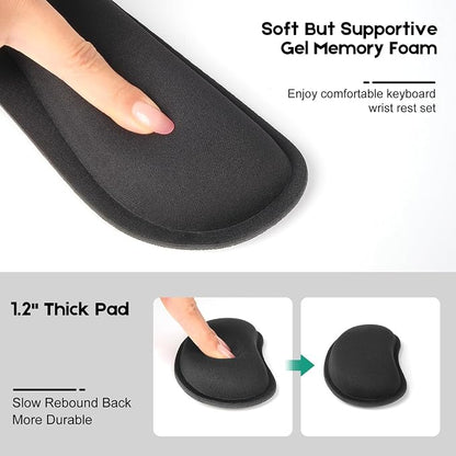 Excel Cheat Sheet Mouse Pad Set | 3-Piece XL Ergonomic Desk Mat with Wrist Rest for Office & Gaming(Black)