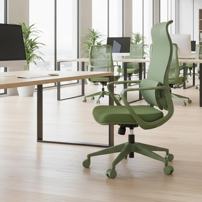 High Back Ergonomic Colorful Office Chair, Breathable Nylon Mesh Desk Chair with Adjustable Lumbar Support, 300LBS Swivel Rolling Computer Chair for Home Office Work(Americana, Green)