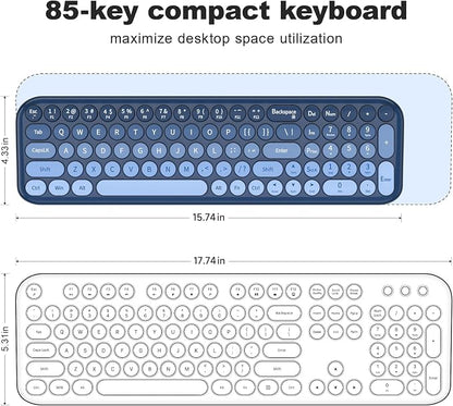 MOFII Wireless Keyboard and Mouse Combo, Compact Small Keyboard with Large Print, 2.4GHz Retro Typewriter Keyboard, Quiet Click Mouse for PC, Laptop, Desktop, Windows (Sea Blue Gradient)
