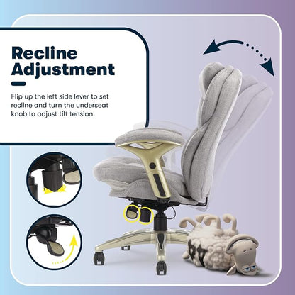 Serta Ergonomic Executive Office Chair Motion Technology Adjustable Mid Back Design with Lumbar Support, Light Gray Fabric