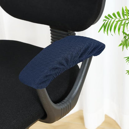 Smiry Stretch Jacquard Office Computer Chair Armrest Covers, 2PCs Removable Washable Anti-dust Desk Chair Arm Pad Covers, Navy Blue