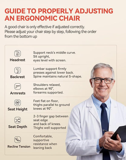 SIHOO B100 PRO Ergonomic Office Chair with Footrest, Mesh Office Chair with Adaptive Lumbar Support, Computer Chair with Wide Headrest, Desk Chair with 360° Rotatable Flip-Up Armrests, Jet Black