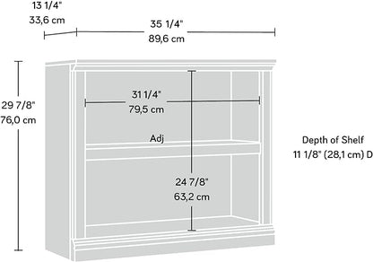 Sauder 2 Tier Book Shelf Wooden Bookcase Multipurpose Bookshelf for Home Office, Living Room, in Chalked Chestnut