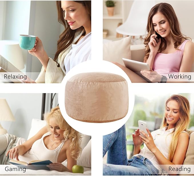 WhatsBedding 3 ft Bean Bag Chair,Large Bean Bag Chairs for Adults with Memory Foam Filling,Lazy Bean Bag Sofa for Living Room,Ultra Soft Velvet Fabric,Pull-Handle,Side-Pocket - 3 Foot,Camel