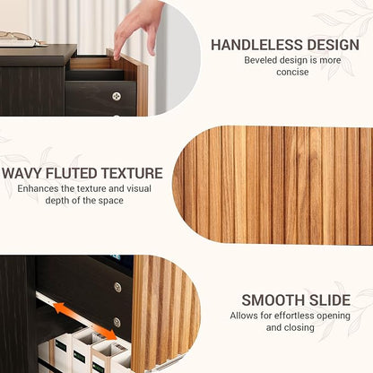 4 EVER WINNER Desk with Drawers, 58" Executive Office Desk with 7 Drawers, Computer Desk with File Drawers for Living Room, Home Office, Study Table for Bedroom, Black