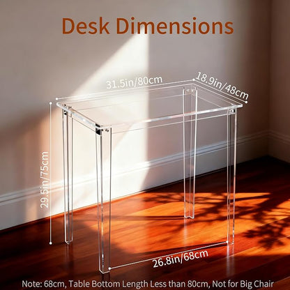 Acrylic Desk, Clear Modern Writing Table for Home Office (clear, Small)