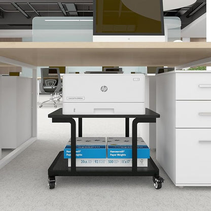 Natwind 2 Tier Laser Printer Stand,24''x20''x15'' Large Printer Table Copier Stand Under Desk,Heavy Duty Rolling Cart with Paper Storage Shelf,Printer Holder on Wheels for Home Office (Black)