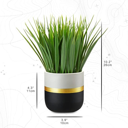 Hollyone Artificial Plants Small Faux Plant Decor Fake Potted Plant Faux Plants in Pots Fake Grass Pot for Home Table Office Desk Room Bathroom House Indoor Decorative Gifts