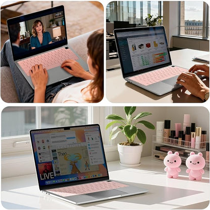 EooCoo Premium Keyboard Cover Skin Protector, Laptop Accessories Compatible with 2026 2025 2024 2023 2022 2021 M5-M1 Pro/Max MacBook Pro 14/16, M5-M2 MacBook Air 13/15, 2026 MacBook Neo 13, Pink