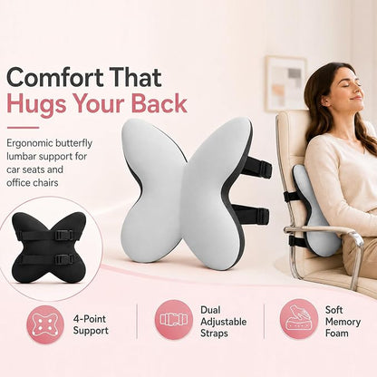 Memory Foam Lumbar Support Pillow,Back Support for Office Chair,Back Pillow for Chair,Ergonomic Lower Back Cushion for Desk Chair,Computer Chair,Gaming Chair and Car Seat,Washable Cover(Gray)