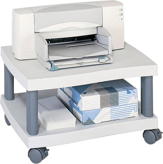 Safco Wave Under-Desk Utility Cart & Multi-Use Printer Stand, 2-Tier Printer Table for Home Office, Rolling Cart with Shelf