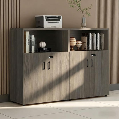 File Cabinet with Password Lock, Wood Lateral Filing Cabinet for Letter/A4 Files, 3 Drawer with Door, Printer Stand with Open Shelves for Home Office