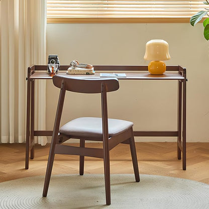 Computer Desk, Foldable Desk, Home Office Desks, Solid Wood Writing Desk, Mid Century Modern Desks, Oak Study Table, Folding Desks for Small Spaces, 39.4 W x 27.6 H x 13.6 D Inches, Walnut