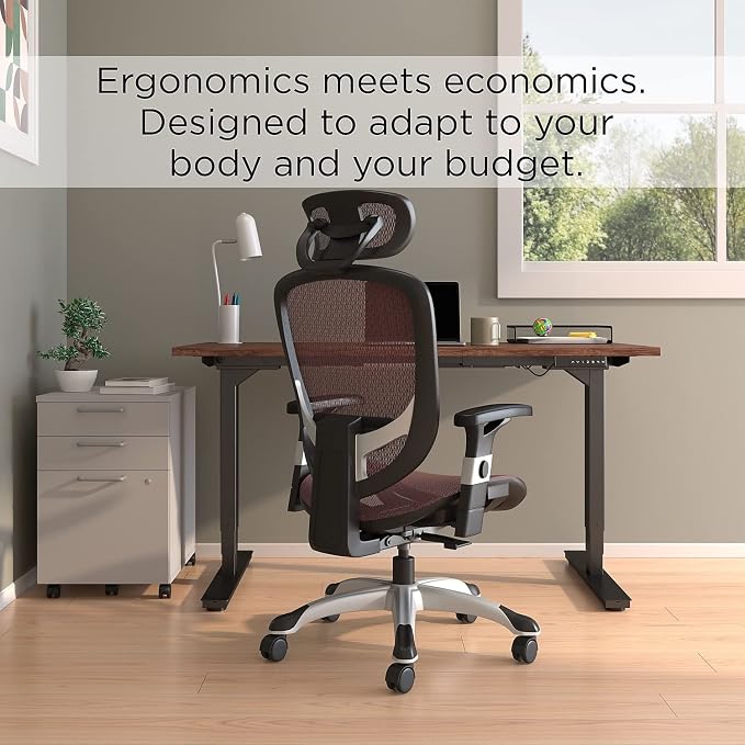 STAPLES Hyken Ergonomic Task Chair, Mesh, Ergonomic, Lumbar Support, Swivel, Maroon