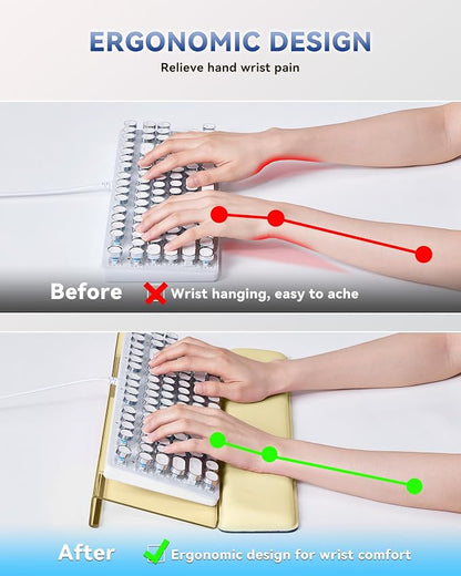 Laborio Computer Keyboard Wrist Rest, Keyboard Riser Stand for Desk(Beige) | Ergonomic Acrylic Keyboard Holder, Non-slip Wrist Pad, Pain Relief for Typing, Multiple Colors