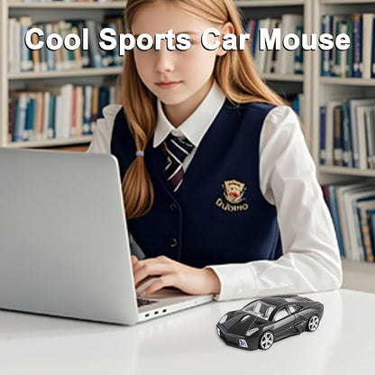 CHUYI Cool Sports 3D Car Shape Wireless Mouse Optical Cordless Mice with USB Receiver for Office School Home Travel for PC Laptop Computer Gift (Black-1 Pack)