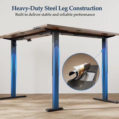 Klicelor L Shaped Standing Desk 75 x 61 Inch, Electric Height Adjustable Corner Desk for Home Office Workstation, Ergonomic Sit Stand Computer Table with Memory Controller, Rustic Brown