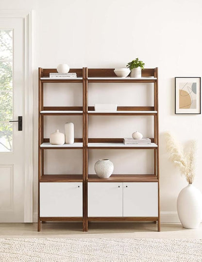 Modway Bookshelf Display Cases in Walnut White - Set of 2