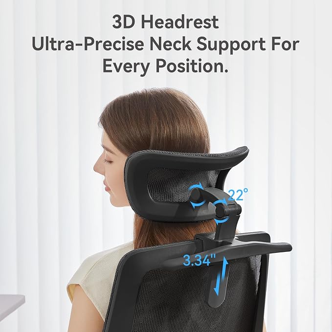SIHOO M59AS Ergonomic Office Chair, Desk Chair with 3D Flip-up Armrests, Computer Chair with Dual Back Design and Adaptive Dynamic Lumbar Support, 2 Packs, Black