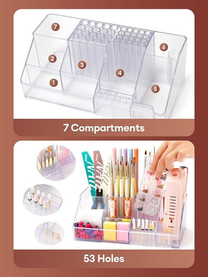 LIARTY Nail Drill Holder - Makeup Organizer Case for Brush | Acrylic Nail Drill Bits Holder Beauty Cosmetic Storage Box for Dresser Countertop and Bathroom Vanity