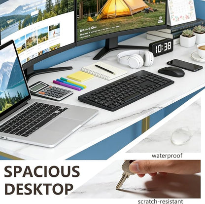BestOffice Computer Desk,Home Office Desk, Modern Simple Style for Home Office Study Writing (Gold, 63 Inch)