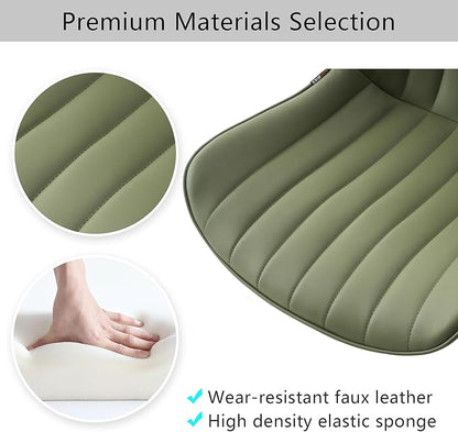 YOUNIKE Olive Green Office Desk Chair with Wheels Armless Compact Comfy Vanity Chair with Adjustable Back Modern Small Faux Leather Upholstered Swivel Cute Rolling Computer Task Chair No Arms