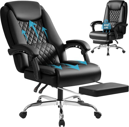 Homall Executive Home Office Chair with Lumbar Support,400lbs Adjustable Ergonomic High Back Office Chair Reclining Managerial Chair for Home Office (Black)