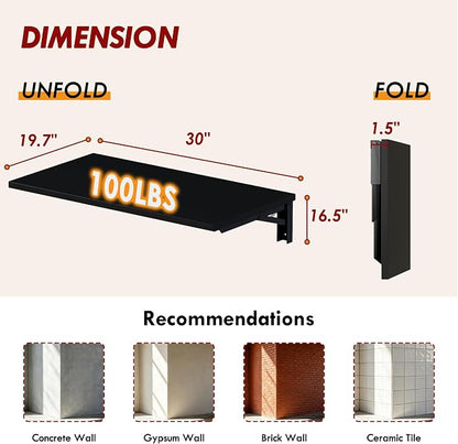 Need Wall Mounted Folding Table - Heavy Duty Small Fold Down Dining Table Length 30" Width 20" Perfect Addition to Home Office/Laundry/Home Bar/Kitchen & Dining Room AC15CB(L30 W20)
