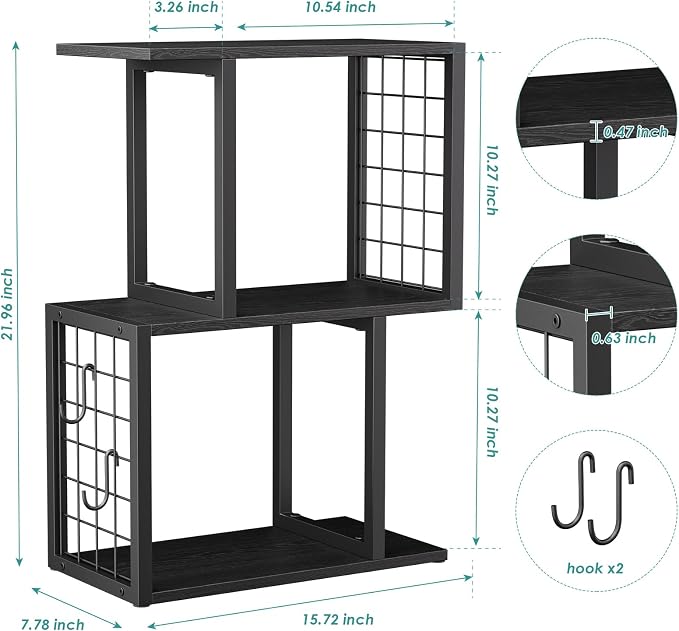 Small Bookshelf Desk Organizer，3-Tier Shelf for Top of Desk Workspace Organizers for Office Accessories, Black