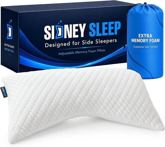 Sidney Sleep Adjustable Curved Pillows for Neck and Shoulder Support with Extra Shredded Fill - Cervical Contour Pillow for Side and Back Sleeper - King Size - 19"x36" CertiPUR-US Certified (White)