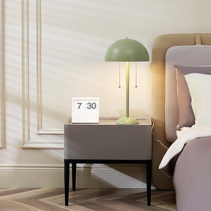Globe Novogratz x Electric 65850 Haydel 21" 2-Light Table Lamp, Sage Green, Double On/Off Pull Chain