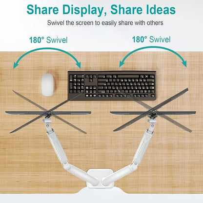MOUNT PRO Dual Monitor Mount Fits 13 to 32 Inch Screen, Height Adjustable Monitor Stand for 2 Monitors, Full Motion Display Arm Holds up to 17. 6lbs Each, Computer Desk VESA Mount, White