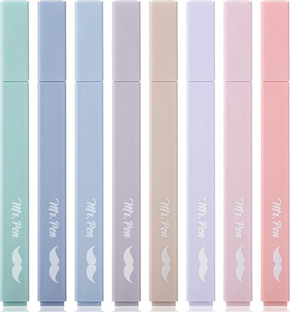Mr. Pen- Aesthetic Highlighters No Bleed, 8 Pack, Morandi Colors | Chisel Tip, Cute Highlighters Assorted Colors for Journaling, Highlighting, Underlining, Fast Dry, Back to School Supplies