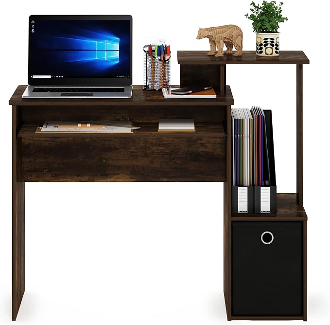Furinno Econ Computer Writing Desk, Amber Pine/Black