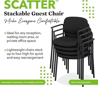HON Scatter Fabric Guest Office Chair, Armless Stackable Seating for Waiting Rooms, Lobbies, Conference Areas, and Offices, Side Chair for Reception and Training Spaces, Black