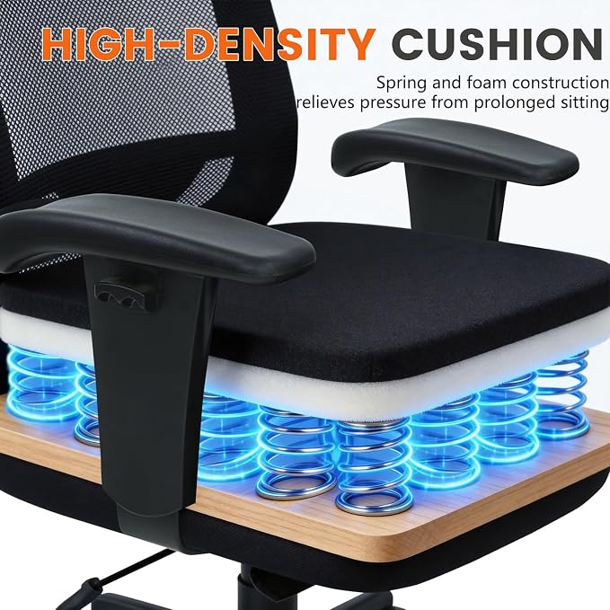 Big and Tall Office Chair 400lbs Wide Seat Desk Chair Computer Chair with Lumbar Support Adjustable Arms Task Rolling Swivel Mesh Executive High Back Ergonomic Chair for Adults Women,Black