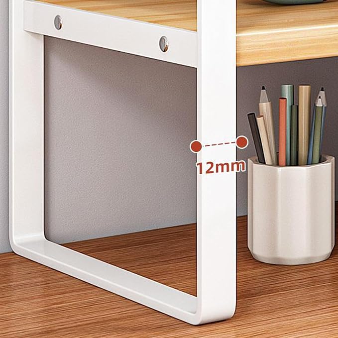 SIDIANBAN Desktop Organizer Shelf Office Storage Rack Computer Desk Bookshelf Adjustable Display Shelf for Office Supplies (White)