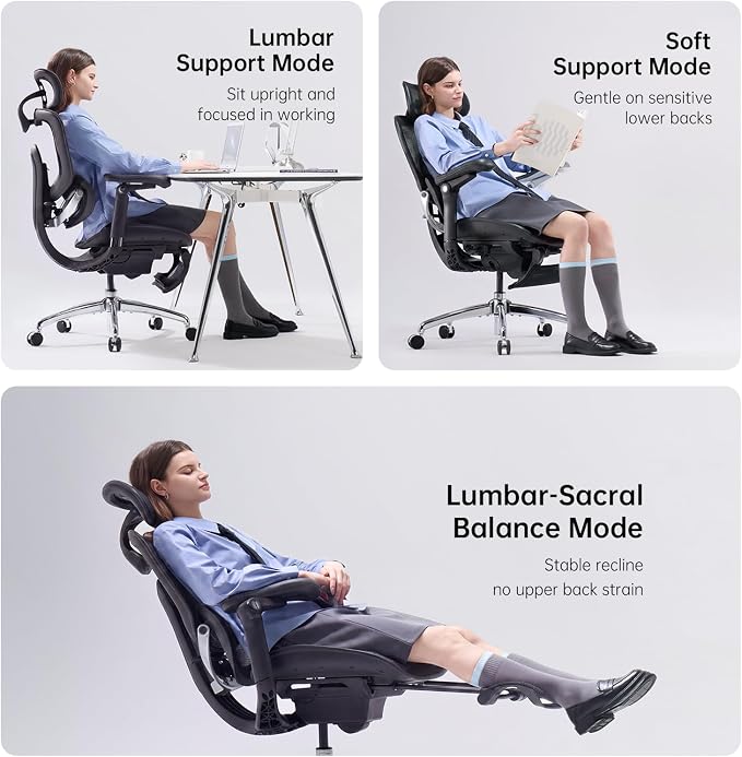 SIHOO Doro C300 Pro V2 Ergonomic Office Chair with Footrest & Full-Body Adaptive Support, 8D Armrests & Breathable Mesh, Comfy High Back Computer Desk Chair for Long Hours, 135° Recline (Jet Black)
