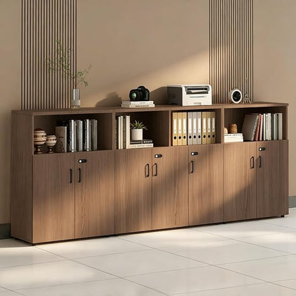 File Cabinet with Password Lock, Wood Lateral Filing Cabinet for Letter/A4 Files, 3 Drawer with Door, Printer Stand with Open Shelves for Home Office