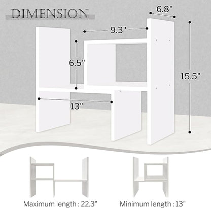 Jerry & Maggie - Desktop Organizer Office Storage Rack Adjustable Wood Display Shelf | Birthday Gifts - Toy - Home Decor | - Free Style Rotation Display - True Natural Stand Shelf (White)