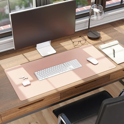 Smead Desk Pad, Vegan Leather Desk Mat with Non-Slip Faux Suede Backing, Perfect Desk Organizer for Office Decor, 36” x 17” Large, Dusty Rose (64829)