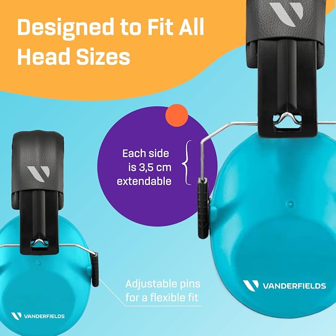 Vanderfields Hearing Protection Ear Muffs - Over 31 dB (2K Hz) Broad Noise Cancelling Sound Reduction Earmuffs for Kids 3-12