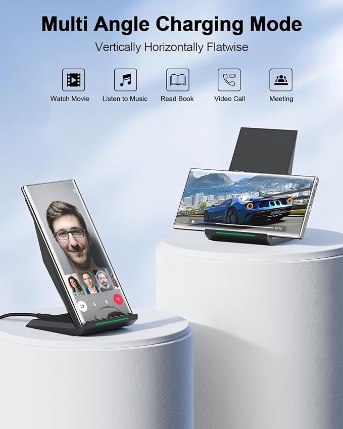 Fast Wireless Charger, [2 Pack] NANAMI Wireless Charging Stand Compatible with iPhone 17/17 Air/17 Pro/17 Pro Max/16/15/14/13, Desktop Nightstand Phone Charger Dock for Galaxy S26/S26+/S25/S24/S23/S22