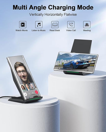 Fast Wireless Charger, [2 Pack] NANAMI Wireless Charging Stand Compatible with iPhone 17/17 Air/17 Pro/17 Pro Max/16/15/14/13, Desktop Nightstand Phone Charger Dock for Galaxy S26/S26+/S25/S24/S23/S22
