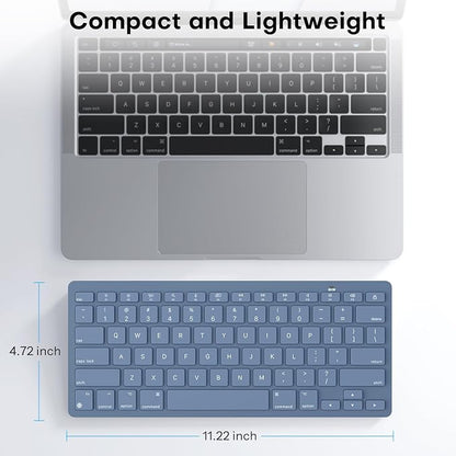 OMOTON Wireless Keyboard for Mac, Bluetooth Keyboard for Mac - No Number Pad, Compact Travel Design for Coffee Shop, Home Office, macOS Function Keys, Compatible with MacBook Pro/Air/iMac, Blue